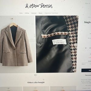 Double button tweed wool blazer in grey tones size euro 36